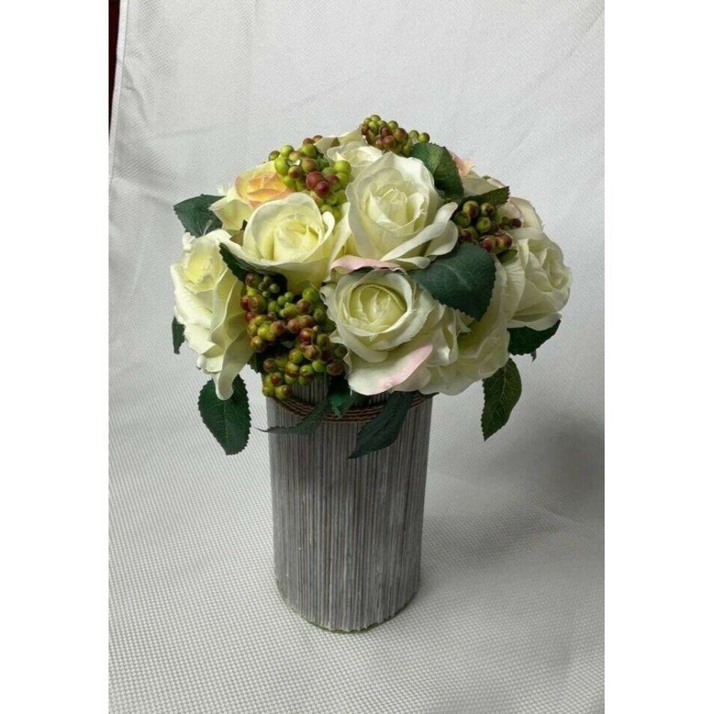 Chic Cream and Green Faux Floral Bouquet